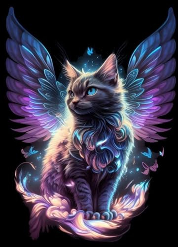 Jetoday Diamond Painting Set für Erwachsene und Kinder DIY, bunte Muster DIY Kunst Handwerk Diamond Painting Set Geschenk oder Home Wand Dekoration 30x40cm (Diamant Malerei Katze)