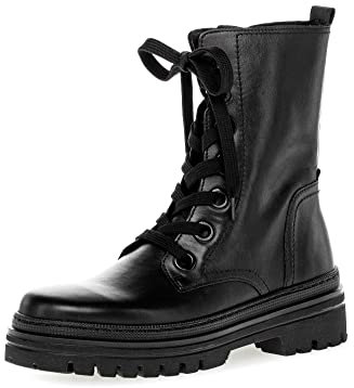 Gabor Damen Combat Boots, Frauen Stiefeletten,uebergangsschuhe,uebergangsstiefel,schnürstiefel,Winterstiefel,warm,schwarz (Uni),35 EU / 2.5 UK