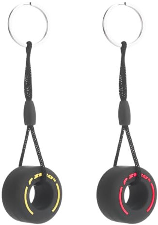 WeddHuis 2 Stücke Gummireifen Schlüsselanhänger, Kreatives Rad Schlüsselanhänger, Unisex Racing Reifen Schlüsselanhänger, für Männer Frauen Auto Dekoration Zubehör