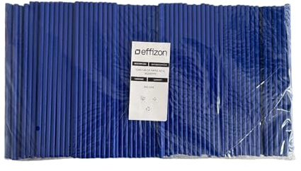 Effizon - Pailles en papier de couleur bleue | Lot de 500 pailles | 100 % biodégradable, sans plastique, écologique et durable. Cannes pour fêtes et célébrations. Boissons froides et chaudes 6 x 210