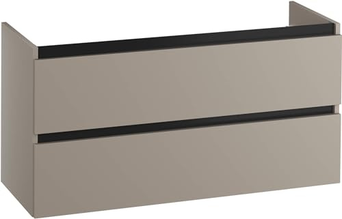 Saqu Gaia Waschbeckenunterschrank ohne Griff 120x50,5x60 cm Vormontiert - Matt Greige - Unterschränke fürs Bad, Unterschrank, Waschtischunterschrank, Badezimmerschrank