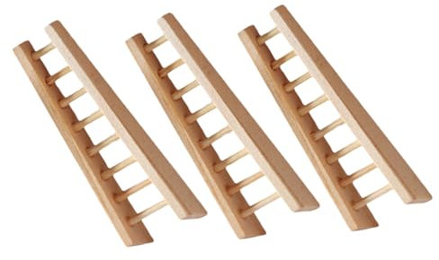 NAMOARLY 3pcs Miniature Wood Ladder Miniature Wooden Ladder Mini Furniture Bird Ladder Wood