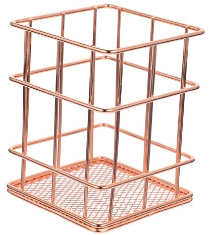 Lurrose Organisateur De Porte-stylo De Bureau Panier De Rangement De Bureau Porte-crayon Rotatif Pour Bureau Porte-marqueur Conteneur De Stylo De Bureau Pot à Crayons Le Fer Rose Gold
