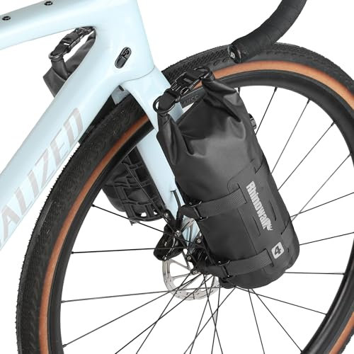 Rhinowalk Fahrrad Vordergabeltasche, wasserdichte Fahrrad Gepäcktasche, Satteltasche, Gabeltasche, Gepäckträger, Fahrradtasche, für E-Scooter, Rennrad, Mountainbike, 4L- Schwarz
