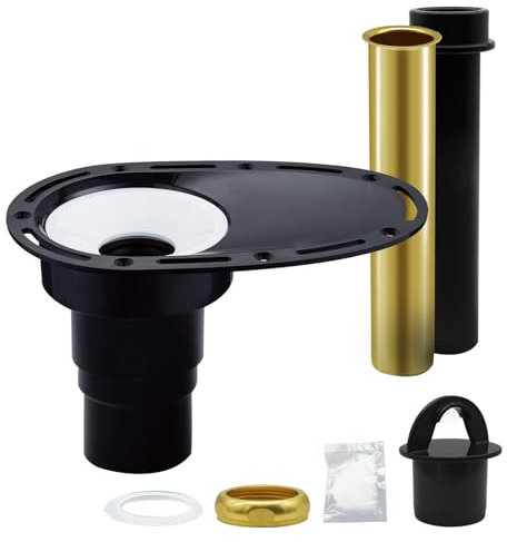 Freistehender Wannen Abfluss Rau in Kit, Freistehender Badewannen Abfluss mit Messing-und ABS-Rohren Drainage-Bodenplatte und Adapter-Set