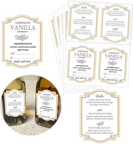 Homemade Vanilla Extract Stickers with Instructions 1.5 x 2 Personalized Instruction Labels for Handmade Bottles Kitchen Jug Pantry 57