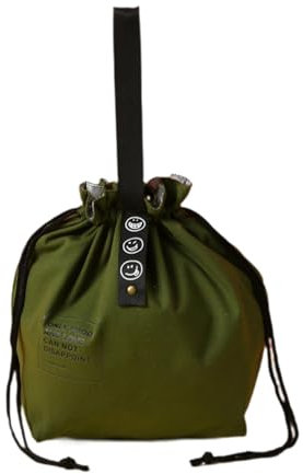YWJLQH Bolso de lonchera aislante con cordón y compartimentos para trabajo, Verde, Individual