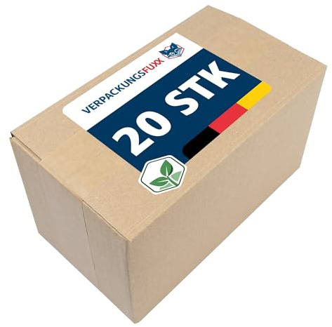VERPACKUNGSFUXX Faltkarton Basic 20 Stück | Außenmaße 248 x 138 x 145 mm | hochwertige braune Kartons als Versandkarton | kleine stabile Verpackungskartons aus Wellpappe