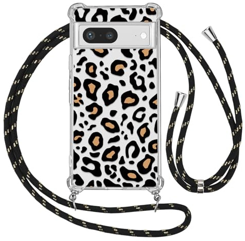 Ciciber Ttusy Chaîne de téléphone portable - Coque de protection pour Google Pixel 7 - Motif transparent - Léopard - Anti-chocs - Souple - Avec cordon de suspension - Pour Google Pixel 7, 07