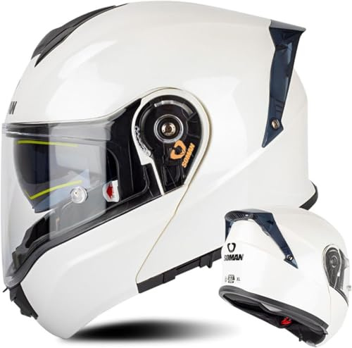 Integralhelm für Motorradfahrer, modular, Antibeschlag-Doppel-Sonnenblende, Klapphelm für Cross-Country-Fahrer, Moped-Rennhelm, Unisex, Erwachsene, Herren und Damen, DOT/ECE-Zulassung K,XXXL=65-66cm