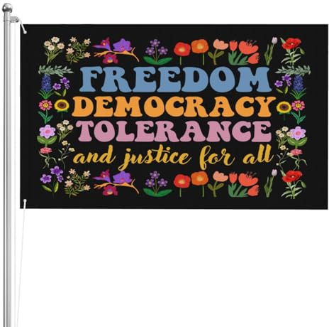 Garten Fahnen 90X150cm, Freiheit Demokratie Toleranz Alles Subtile Doppelt genäht Dekoration Fähnchen Durable Garten Flagge für Draußen Drinnen Paraden