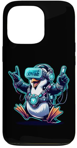 VR Pinguin Gamer Cyberpunk Sci Fi Tech Futuristisch Hülle für iPhone 13 Pro