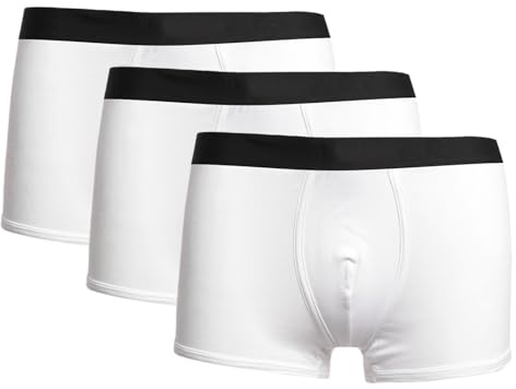 Generisch Lot de 3 boxers pour homme - Sous-vêtements en coton - Imprimé sans étiquette qui gratte - Respirant - Amusant - Personnalisé - Hipster, Blanc., 3XL