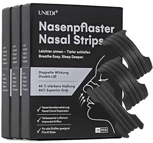 Nasenpflaster für angenehmere Nasenatmung: 90PCS Nasenstreifen & Nose Strips mit starker Haftung und flexiblem Design für Sport, Schlaf & Alltag, Schwarz