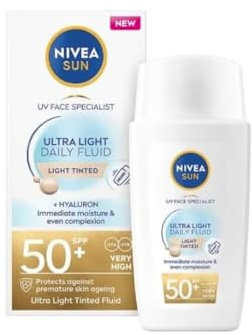Nivea Sun UV Face Ultra Light Daily Fluid Tinted Light, SPF 50+ 40 ml