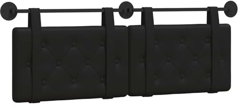vidaXL Hängendes Kopfteil Schwarz Kunstleder, Elegantes modernes Kopfteil, rechteckiges Design, Wandmontage, gepolsterte Rückenlehne, minimalistisches Schlafzimmerdekor