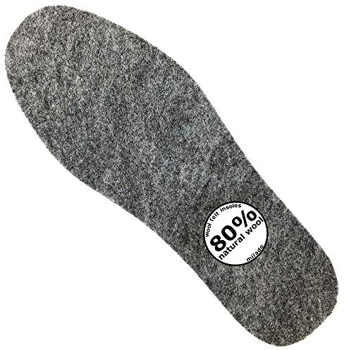 Wool Felt Warm Insoles,Soft Inserts for Boots Winter Shoe Replacement for Men Women (UK Men's 11/ Women's 12)
