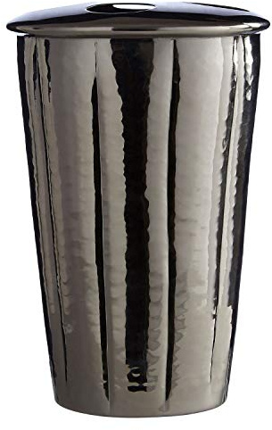 Premier Housewares Hammered Effect Black Nickel Finish Toothbrush Holder, Silver, 13 x 9 x 9 cm