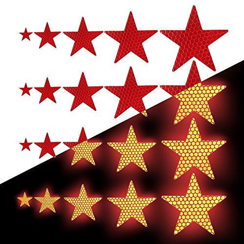 Tuqiang® Forma de Estrella Cinta Reflectante Impermeable Pegatina para Excavadora de Tractor Scooter Alta Visibilidad Cinta Adhesiva Reflectante 25 Piezas Rojo
