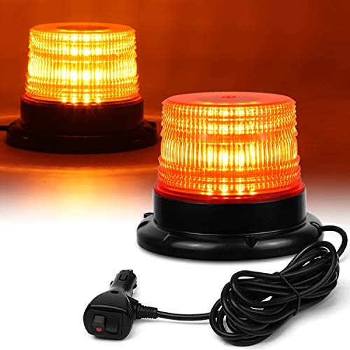LINKITOM Luz estroboscópica LED, 12 V-24 V, ámbar, 40 luces LED intermitentes de advertencia con cable magnético y recto de 16 pies para vehículo, carretilla elevadora, tractor, carritos de golf, UTV,