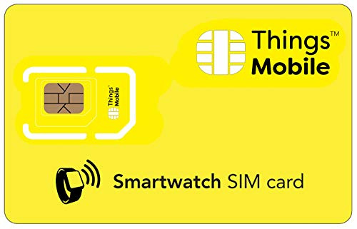 SIM Card for SMARTWATCH - Things Mobile - Global Coverage, Multi-Operator GSM/2G/3G/4G LTE Network, No Fixed Costs, No Expiration Date, Competitive Rates. €100 Credit Included + Free €20 Credit