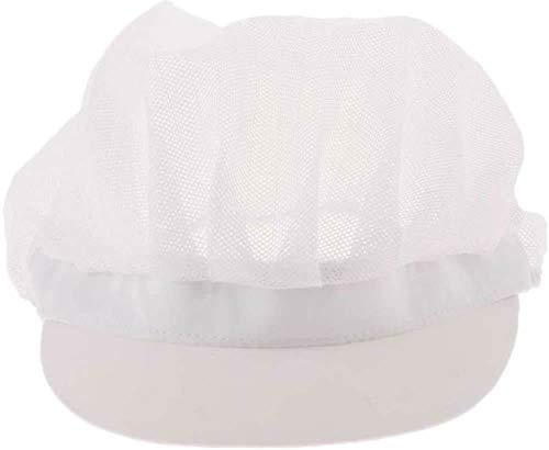 POFET 2 Stück Chef Kellner Mesh/Cotton Cap Restaurant Küche Werkstatt Haarnetz Kühlung Wiederverwendbare Bouffant Einstellbare Food Service Haar Hut Schutz Snoods - Weiß