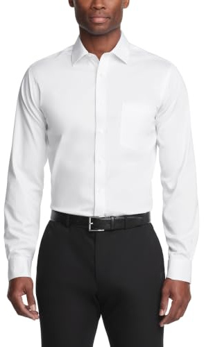 Van Heusen Men's Dress Shirt Regular Fit Ultra Wrinkle Free Flex Collar Stretch, White, 16-16.5 Neck 32-33 Sleeve