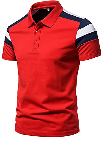 LAOSU polo blanc manche longue homme ete retro marques de pas chere marine éponge t shirt cher grande taille, 02-rouge, M