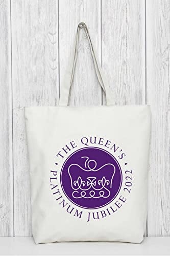 Queen Elizabeth II TOTE BAG - Official Logo Celebrating the Platinum Jubilee 70 Years as Monarch, 1952-2022