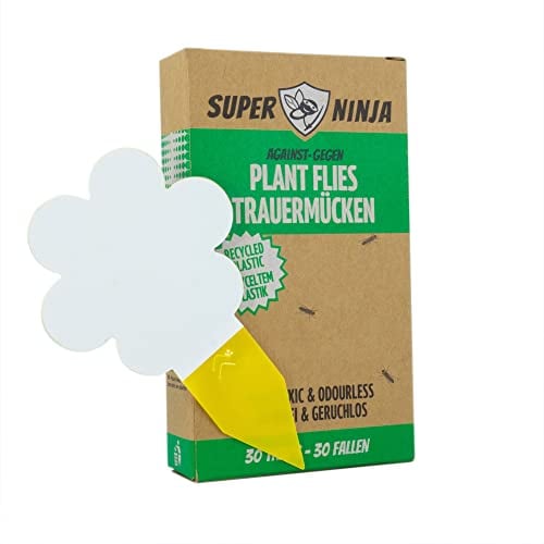 Super Ninja Fungus Gnat Killer - 30 Pack, Effective Gnat Killer for Indoor Plants, Non-Toxic & Nature-Friendly, Safe for Kids & Pets Yellow Sticky Fly Traps, Lasts Up to 3 Months