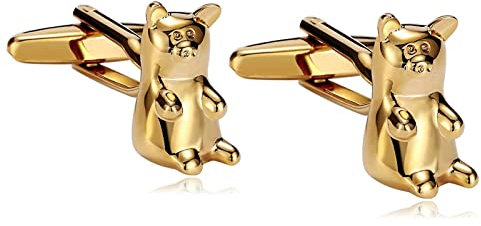 Whoiy Manschettenknöpfe Gold Damen, Gravur Manschettenknöpfe Edelstahl Hochzeit Manschettenknöpfe Sitzendes Kleines Baby-Schwein für Männer Anzughemd