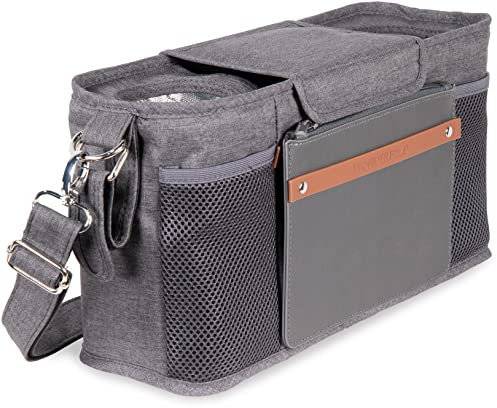 WONDERFOLD W2 Elternkonsole Kinderwagen Organizer mit Getränkehalter, Wickeltasche Buggy - Große Aufbewahrung, Abnehmbarer Schulterriemen - Ideal für Baby Zubehör