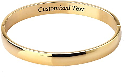 MILAKOO Edelstahl Armreif Damen Gold Oval Armband Golden 8mm Frauen Stainless Steel Armreif Gravur