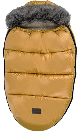 my junior® Lunar Fußsack | kuscheliger Fleece-Innenstoff | inkl. Gurtschlitze für Kinderwagen und Buggy mit 5-Punkt-Gurtsystem - Sunlight Yellow