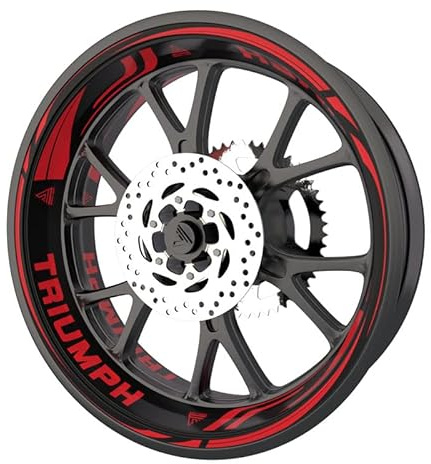 Triumph Motorrad-Felgen-Sticker Komplettset (Aufkleber für 2 Felgen) (Rot)