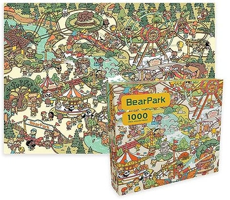 Bear Park - Discover a 1000-Piece Bear-Themed Animal Puzzle Adventure! Engage with Unique Puzzles for Adults. A Fun, Immersive Amusement Park Puzzle Experience Featuring Whimsical Bears.