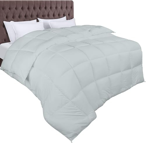 Utopia Bedding Edredón de Fibra 155x200 cm, Fibra Hueca siliconada, 1250 gramo (Gris Claro, Cama 90-155 x 220 cm)