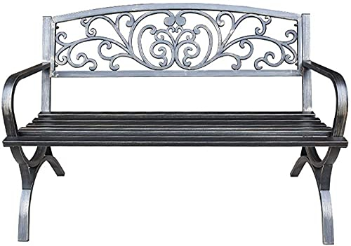 Outdoor Bank Patio Bank, Front Veranda Möbel, Park Bänke für draußen, Gusseisen Metall Gartenbank, Veranda, Terrasse, Rasen oder Gartensitz - 2 Sitzer (Color : r