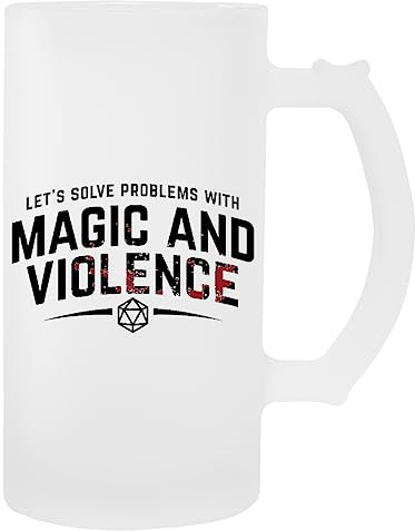 Kwantees Let's Solve Problems With Magic And Violence Boccale Da Birra In Vetro Bicchiere Per Bevande Ecologico