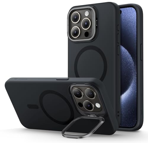ESR Cloud Soft Case with Stash Stand (HaloLock), Compatible with iPhone 15 Pro Max, Black