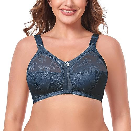 Ayigedu Women's Full Coverage Wirefree Plus Size Support Minimizer Bra Non Padded Everyday Bra 34-C Blue
