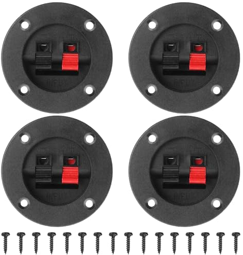 Xiatiaosann Speaker Box Terminal Cups, 2 Positions Round Stereo Cup Connectors Binding Post Cable Terminal Cup for Home Audio, Speakers (4 Pack, 2.95 Inch)