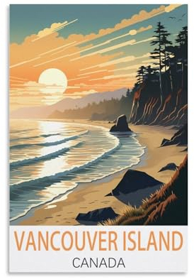 KmoNo Vancouver Island Kanada Vintage Reiseposter 20 x 30 cm Poster Dekor Malerei Leinwand Wandkunst Wohnzimmer Poster Schlafzimmer