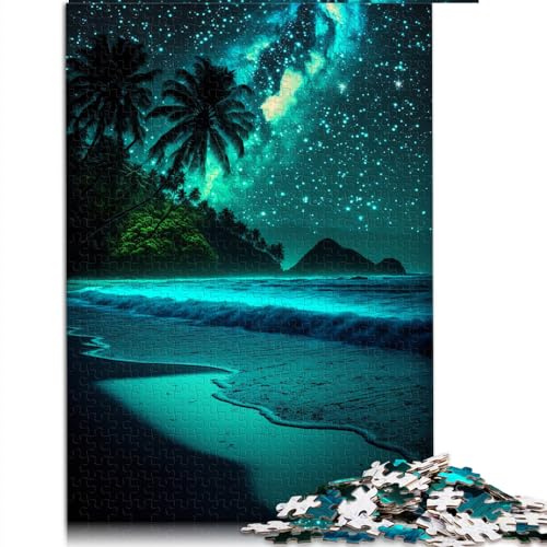 Puzzle-Geschenk, Nachtansicht, Strand, Erwachsenen-Puzzles, 1000 Teile, für Erwachsene und Kinder, Papppuzzles, Geburtstagsgeschenk, Geschenke für Erwachsene, Größe: 26 x 38 cm