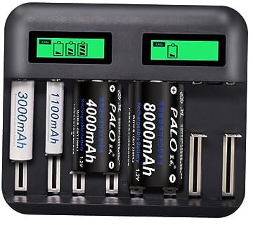 BRIGHTFUFU 8 Slot Universal USB Battery Charger Digital Display AA AAA Battery Charging Multi-Protection Independent Charging Bays