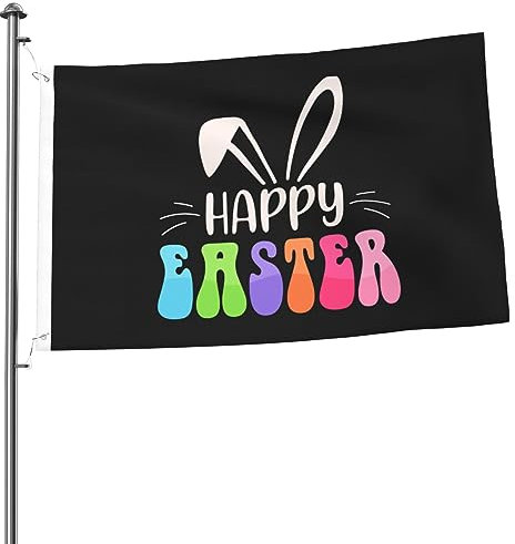 Banner Osterhase Ostern Fröhlich Premium Flagge Weatherproof Parade Flag Drinnen Flagge Für Balkon, Halloween, Bauernhof, 90X150Cm