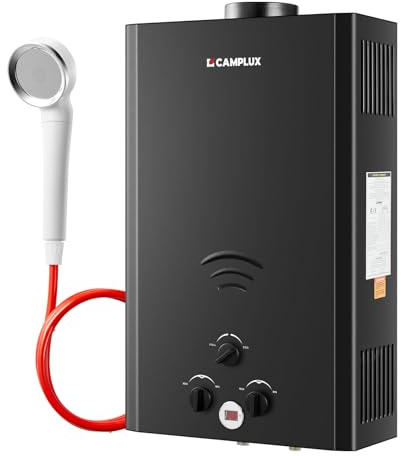CAMPLUX Scaldabagno a Gas da 20 Litri, Scaldabagno Istantaneo a GPL per Doccia da Giardino, Camper, Serie BW BW528B