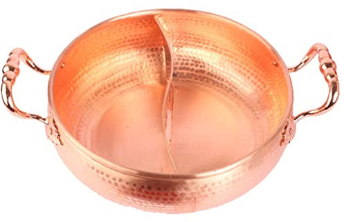 Fondue Pots Induction Cooker Pot Copper Hot Pot Multi-function Pot Thickened Mandarin Duck Pot Drum Type Stock Pot Commercial (Brass 30cm)