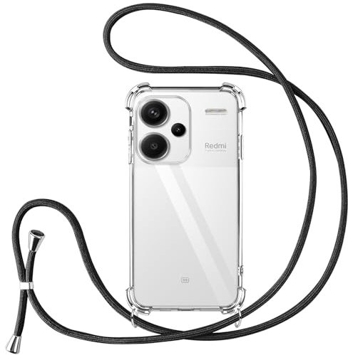 Vauki handyband für Xiaomi Redmi Note 13 Pro+ 5G Hülle mit Band Handyhülle Silikon Transparent zum Umhängen Stoßfest mit Kordel Necklace Schnur TPU Bumper Case für Redmi Note 13 Pro Plus 5G 6.67 Zoll