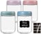 4 Pack 16oz Glass Jars with Lids Overnight Oats Snack Pudding Yogurt Container Cereal Salad Meal Prep Portion Control Food Storage Cups Bowls Airtight with Stickers and Marker